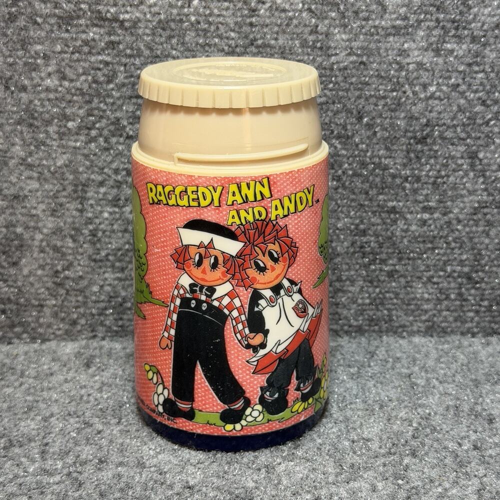 Vintage Raggedy Ann and Andy Thermos / Thermo Bottle 8 ounces 1973 Aladdin